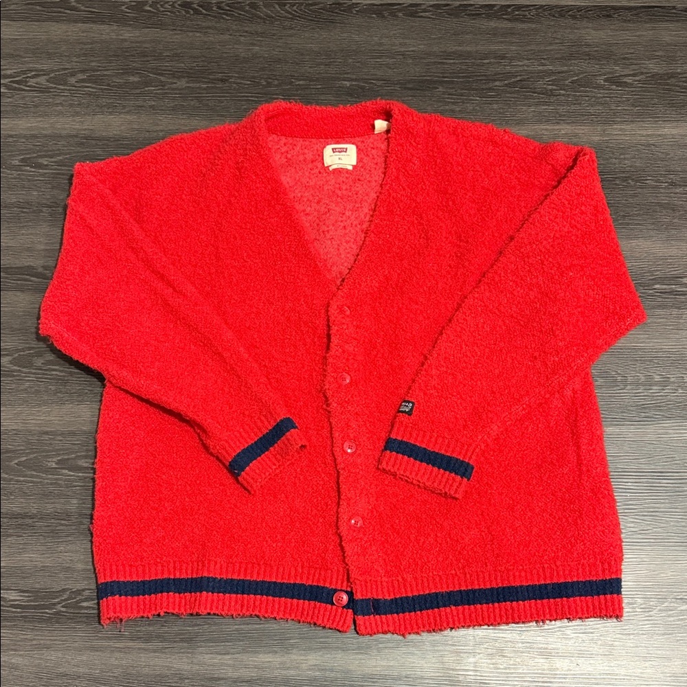 Levi's Red Cardigan with Navy Trim